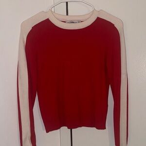 Zara Red and Cream Knit Sweater